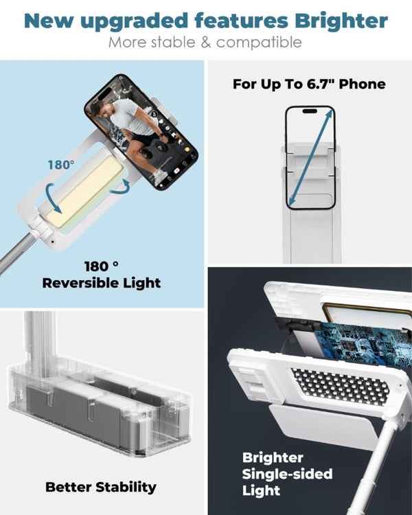 Viozon Extendable Selfie Phone Stand,5 Brightness&3 Color,Overhead Shooting  LED Light (AP-V10)